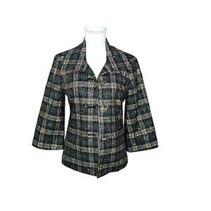 Chicos Black Gold Glitz Brocade Wide Cuff Sleeve Blazer Jacket Size 0 - XS 4/6